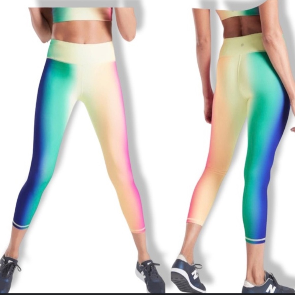 Athleta Love Proudly Rainbow Contender Cropped Leggings Size Small Petite